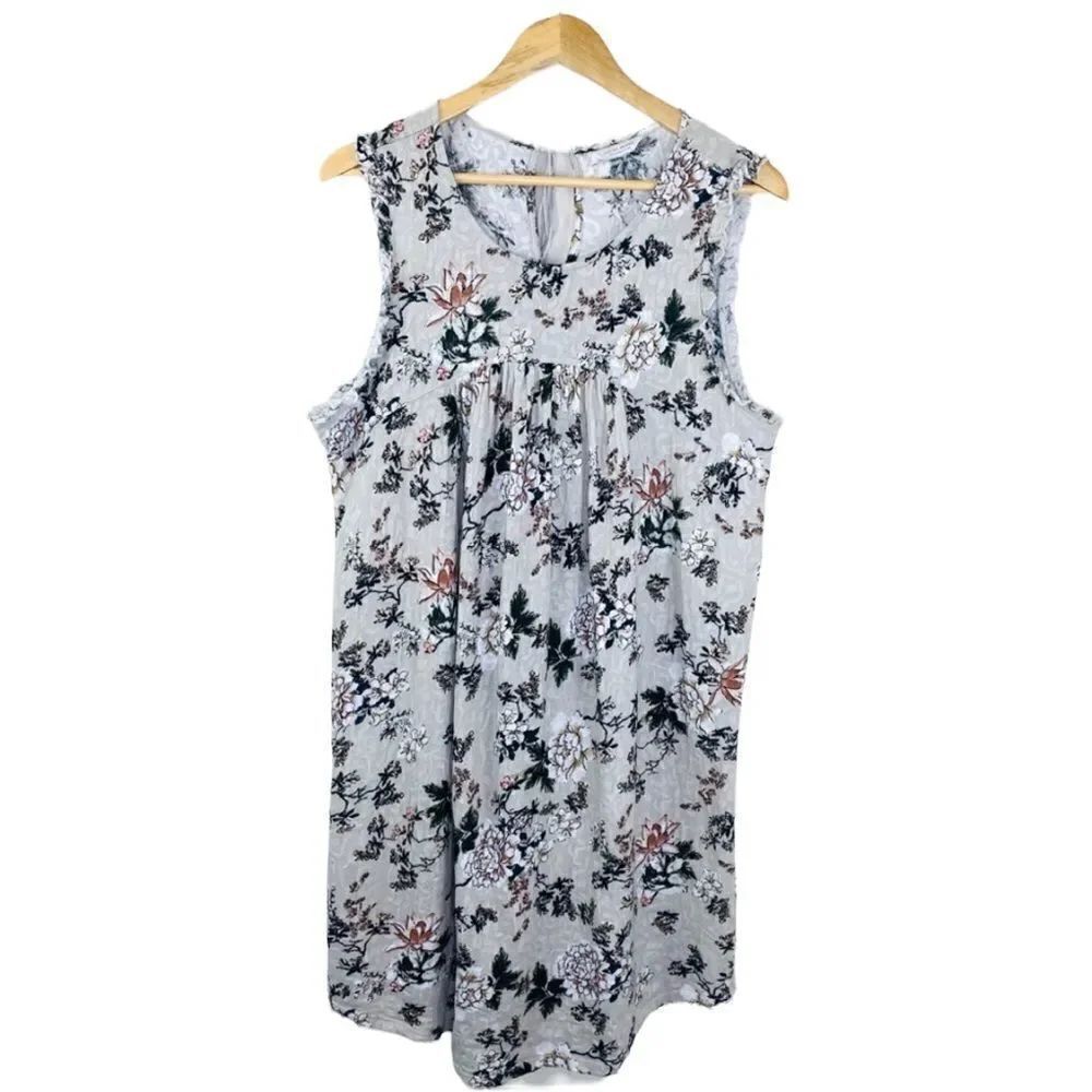 Lucky brand gray floral jacquard dress